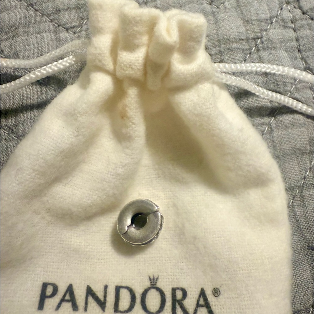 Pandora Silver clip Charm with White Accents